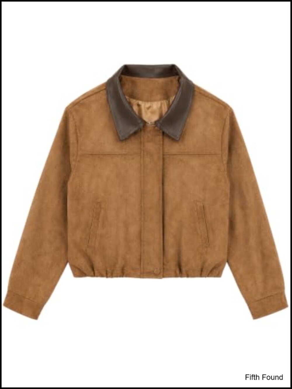 Faux Suede Bomber Jacket Zip Up Cropped Casual Coat